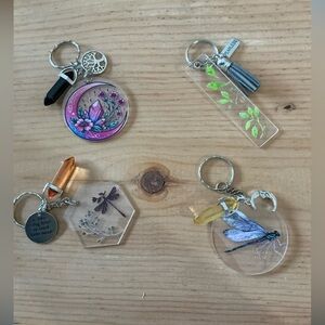 Handmade set of 4 acrylic keychains!  Brand New!